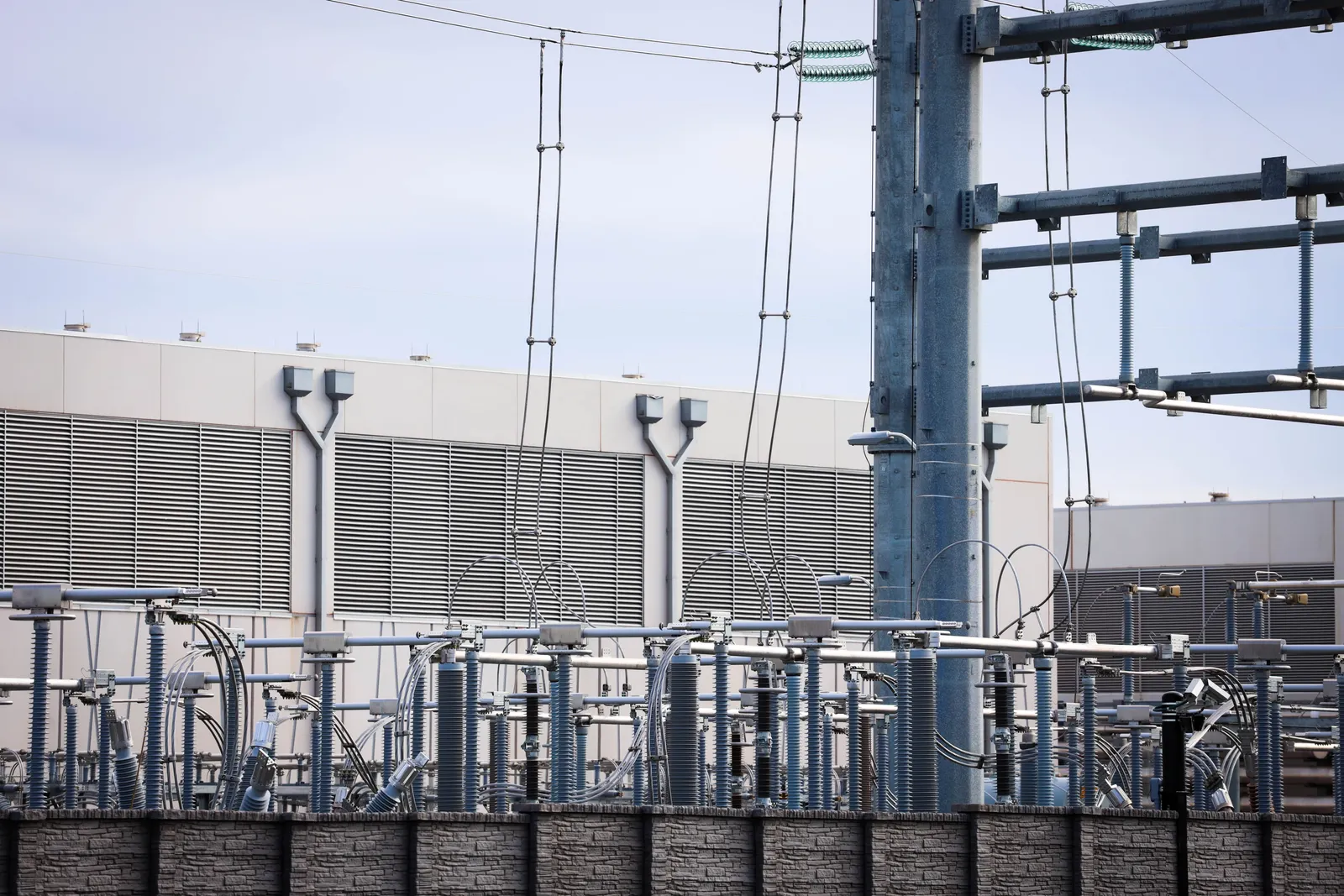 The Digital Realty ACC10 data center next to the Nimbus substation in Ashburn, Virginia.