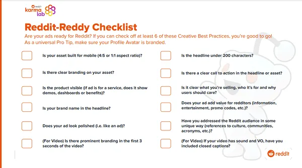 Reddit ads checklist
