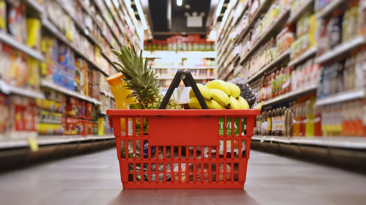 Grocery basket with products