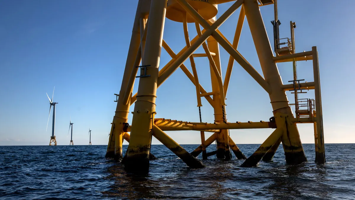 Offshore wind turbines generate electricity