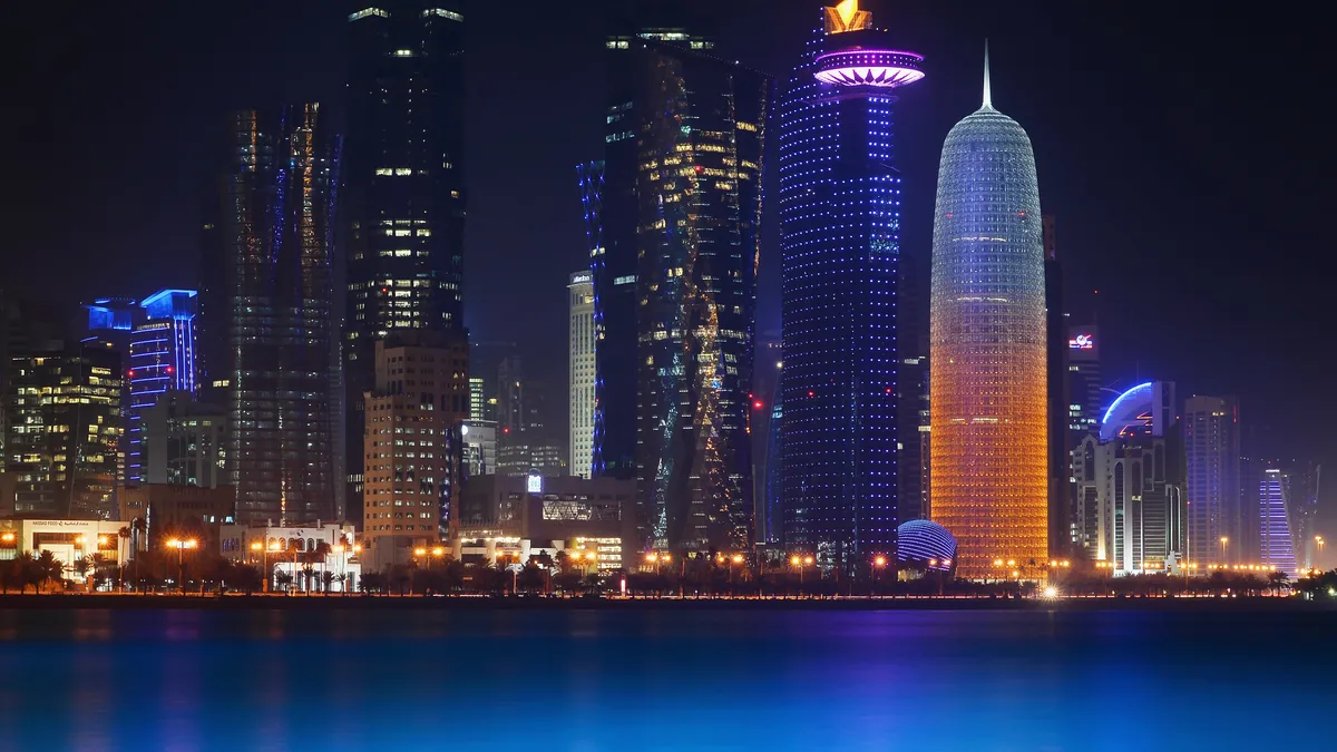 Skyline of Doha, Qatar.