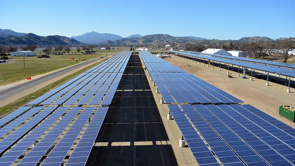 An array of solar panels.