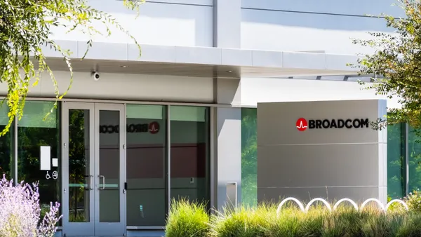 The entrance to the Broadcom Silicon Valley headquarters building San Jose, California on September 9, 2019.