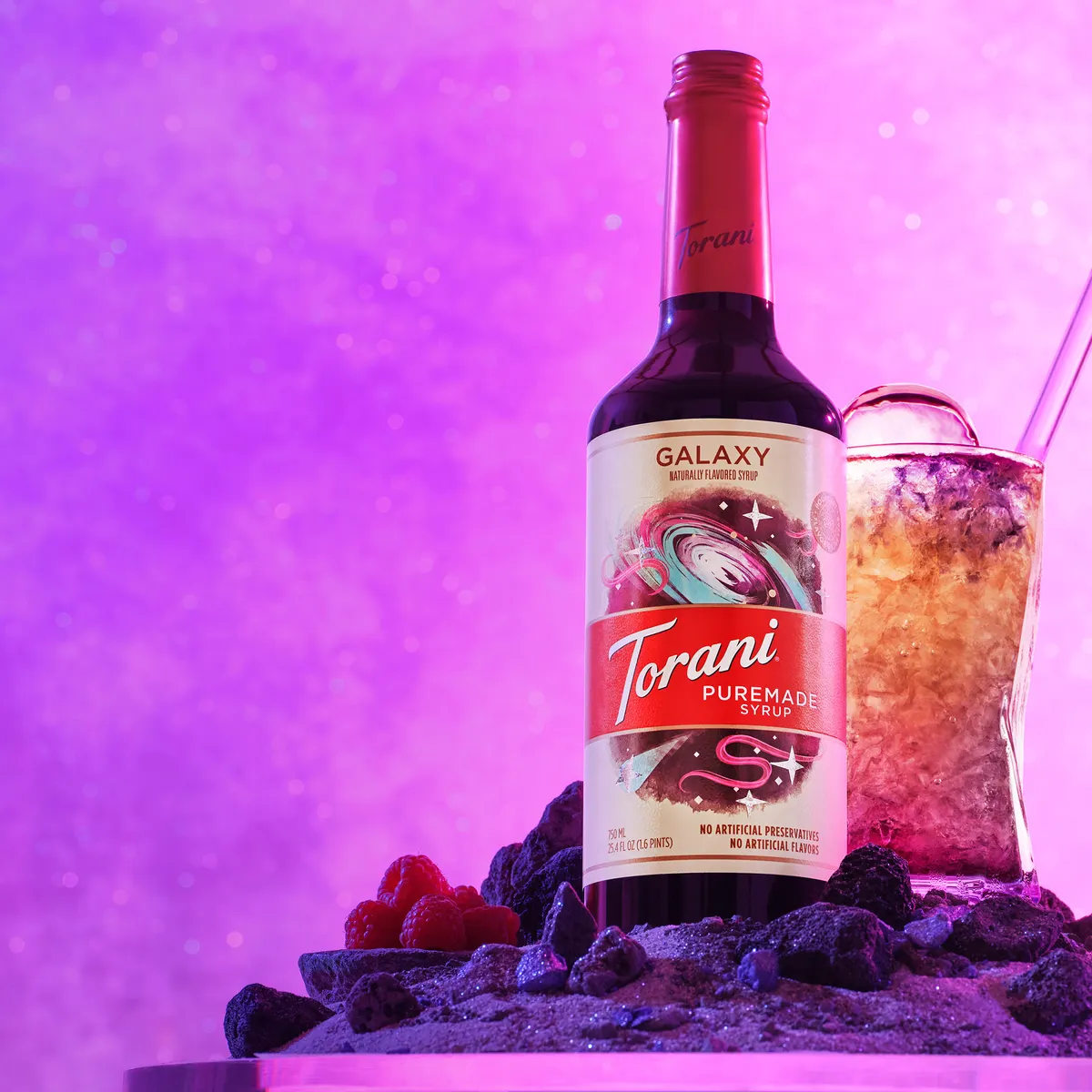 Torani Huckleberry Syrup for Drinks, Flavoring for Iced Tea, Lemona