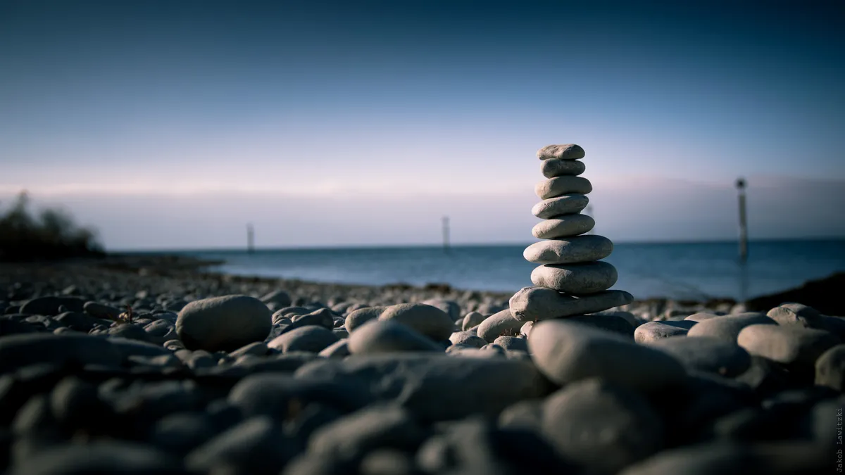 Stacked rocks balancing.