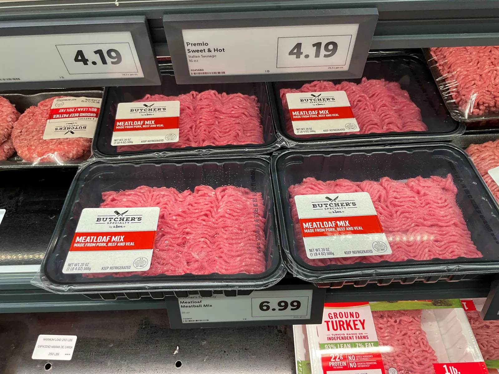 Meat on a store shelf.