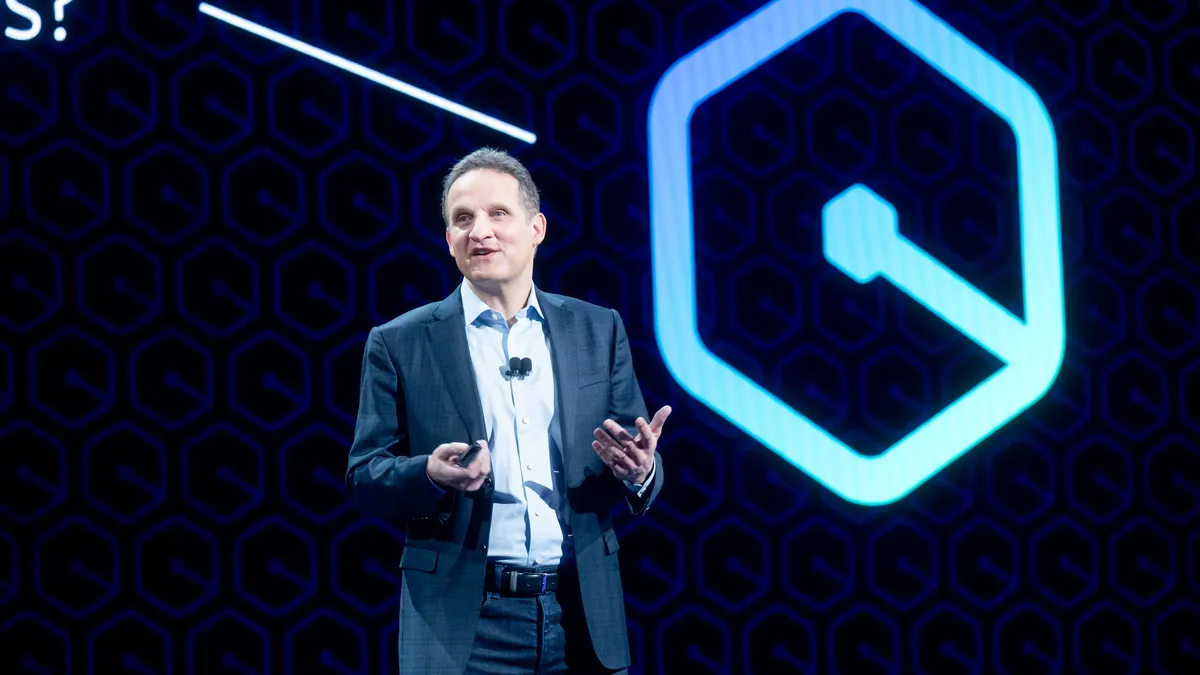 AWS CEO Adam Selipsky delivers a keynote address during AWS re:Invent 2023, at The Venetian Las Vegas on November 28, 2023, in Las Vegas, Nevada