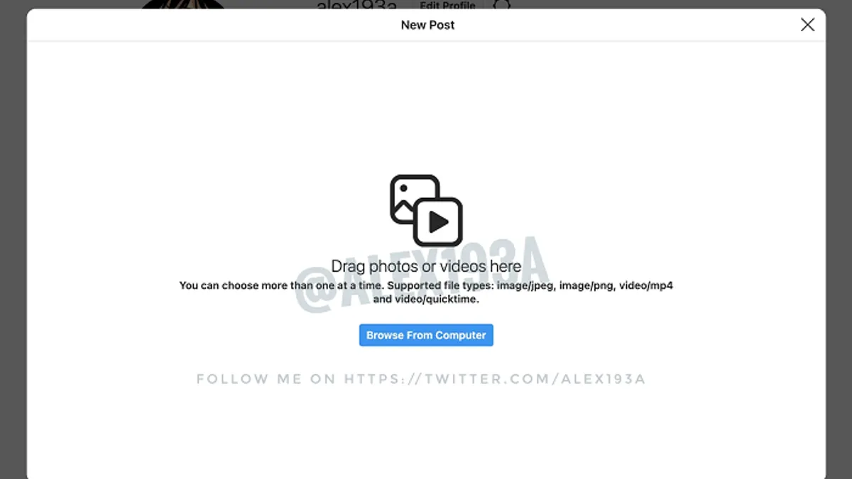 Instagram desktop uploads
