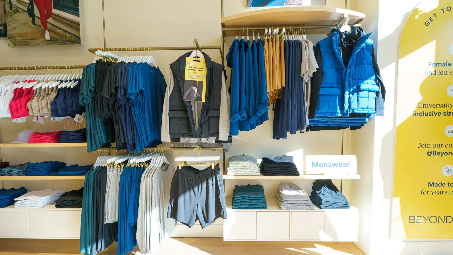 A display of clothing in Beyond Yoga's Chicago store.