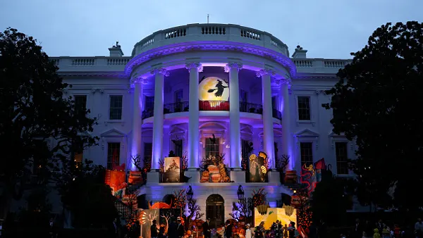 The White House adorned with Halloween decorations