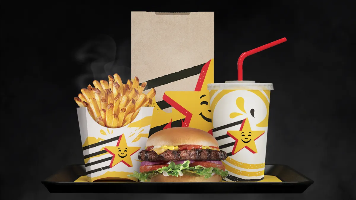 A selection of Carl's Jr. and Hardee's food with new branding