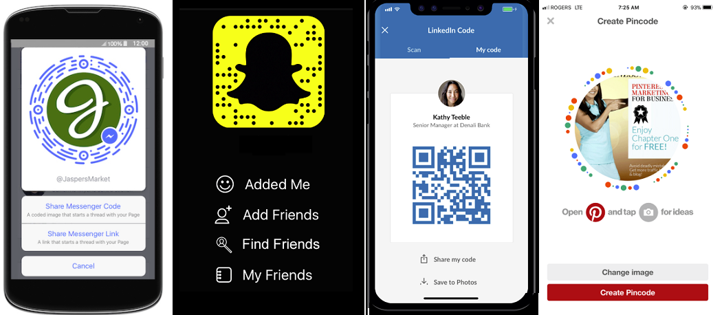Examples of social platform QR codes