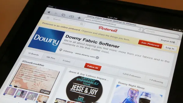 Computer display showing Pinterest screen.