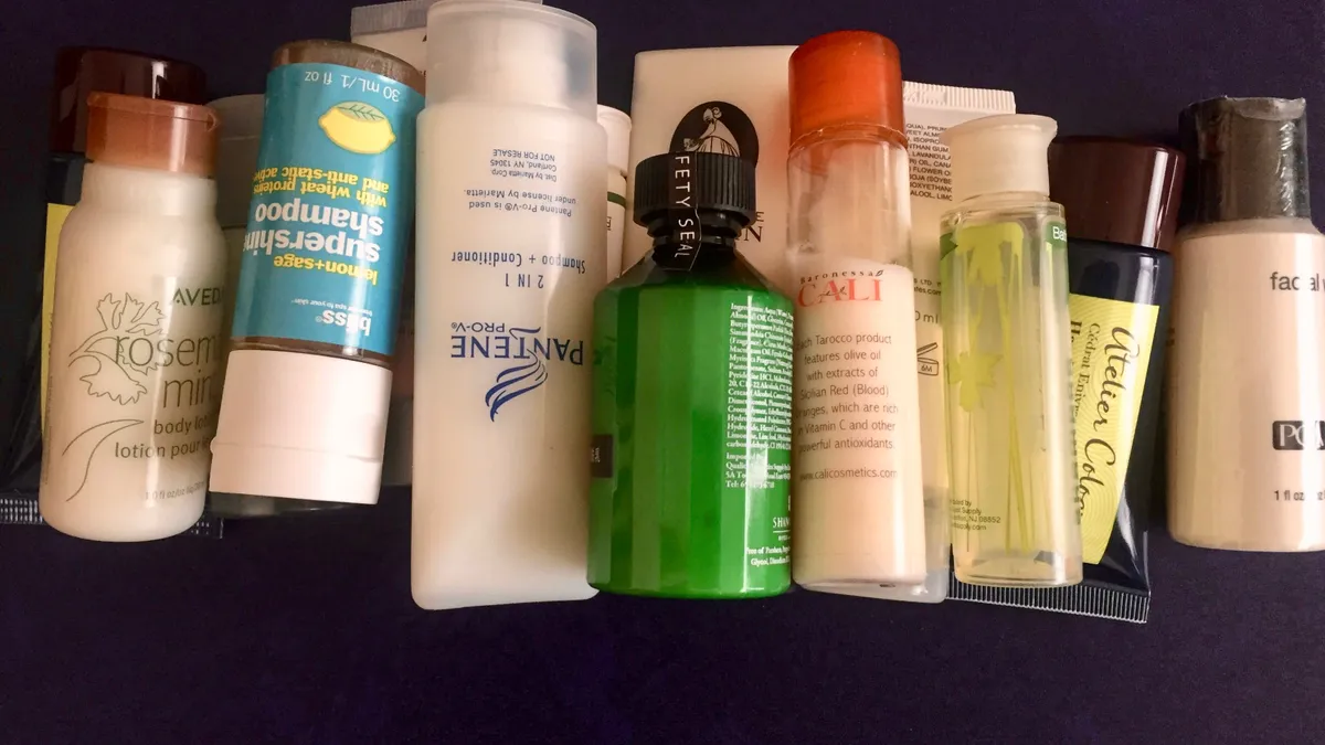 Small plastic toiletry containers