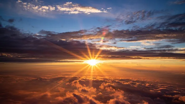 The sunrise view from the top of the mountain Fuji