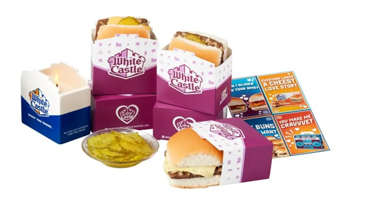 A spread of White Castle's Love Kit offering for Valentine's Day.
