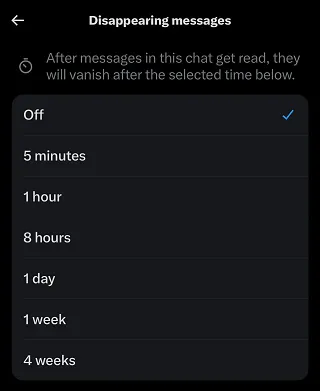X Chat disappearing messages