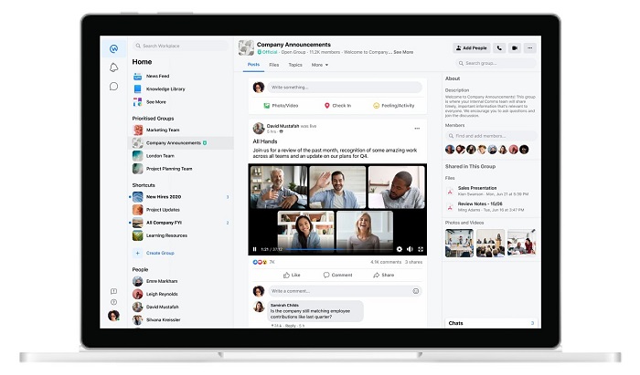 Facebook Workplace live video update