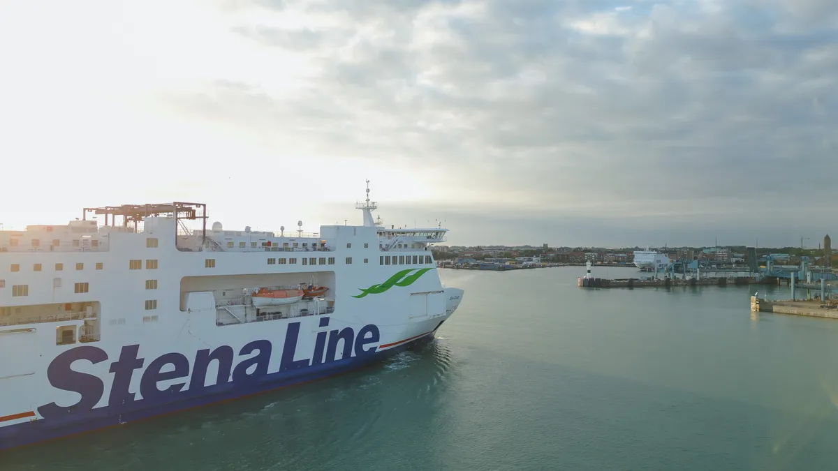 A Stena Line ferry on the water.