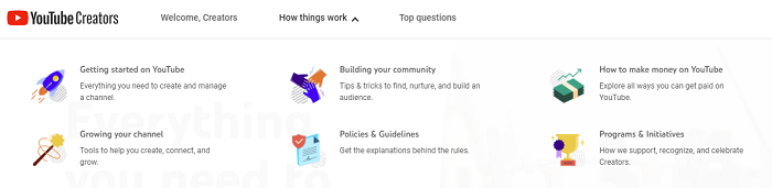 YouTube Creators site