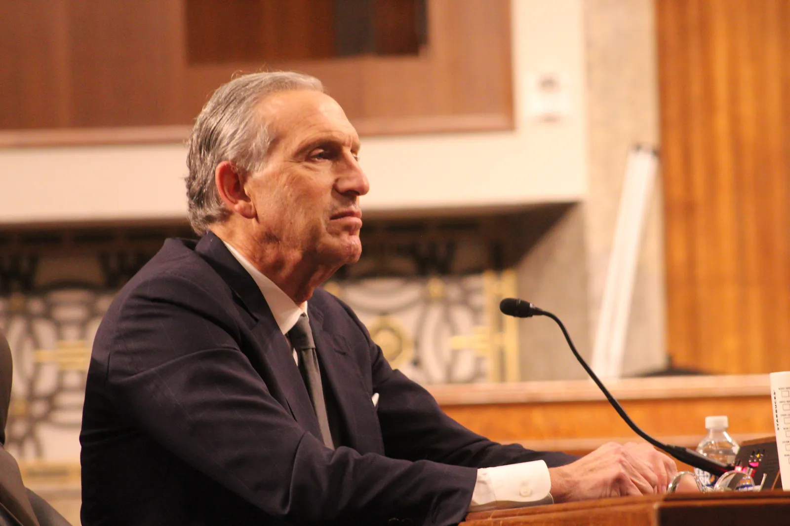 Former Starbucks CEO Howard Schultz before the Senate HELP committee.