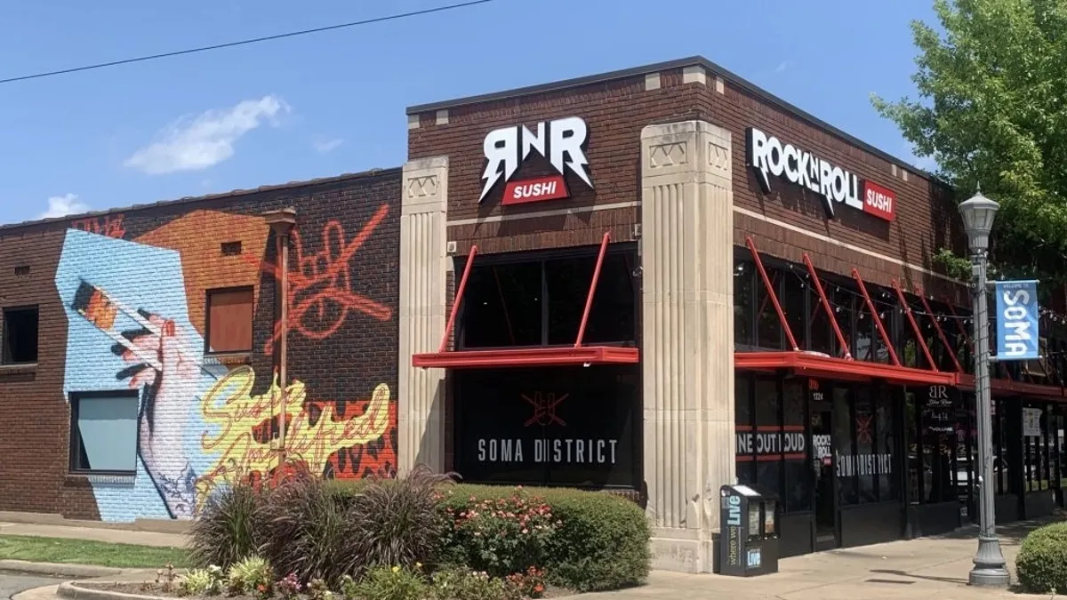 The exterior of a Rock N' Roll Sushi