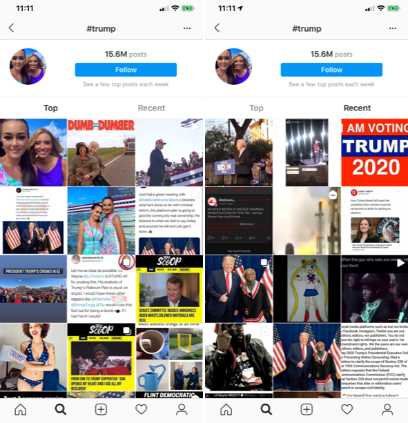 Instagram hashtag search