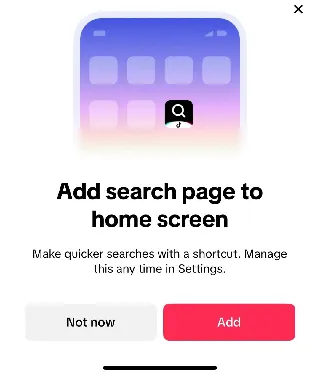 TikTok search shortcut