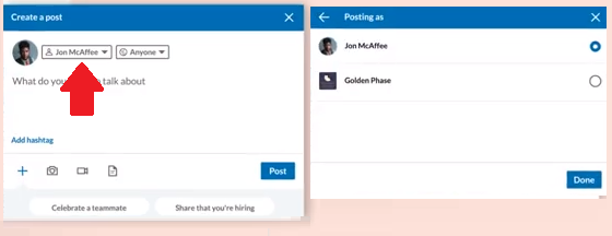 LinkedIn profile switching