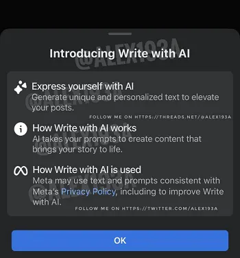 Meta AI post assistance