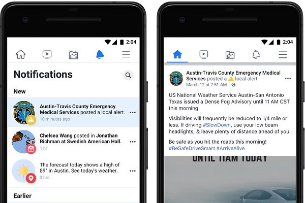 Facebook local alerts