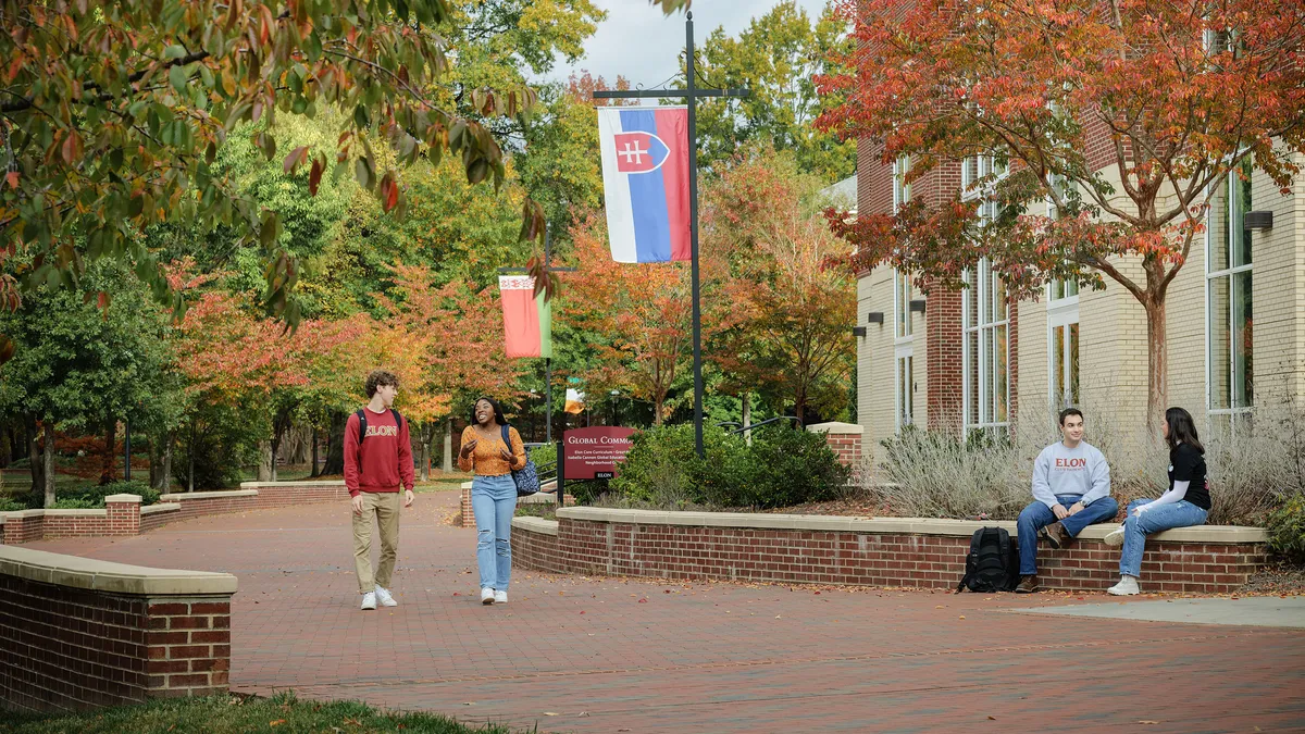 Students on campus at Elon University