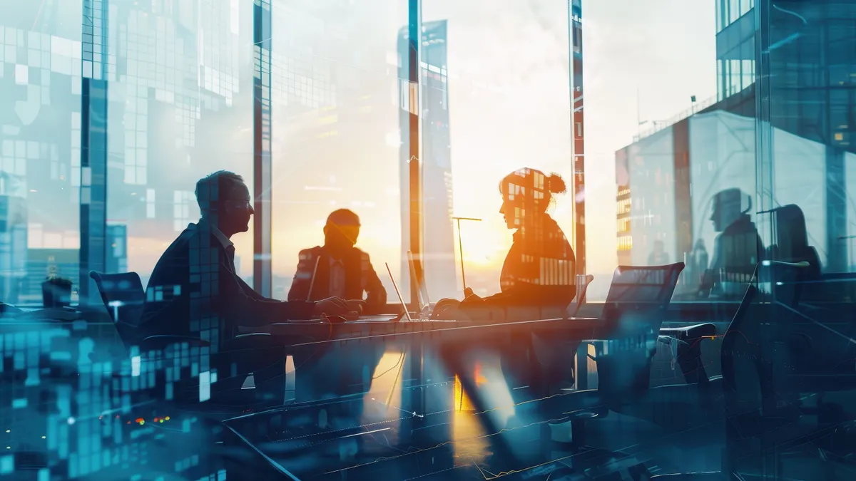 Business people in a board room have a meeting