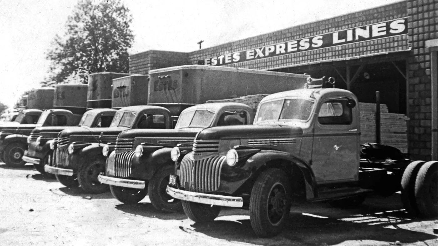 A row of freight trucks.