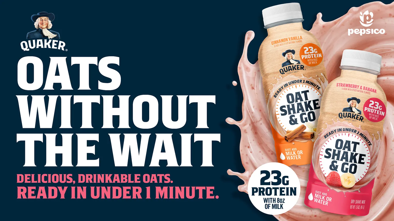 Bottles of Quaker Oat Shake & Go.