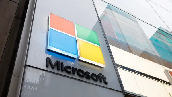 The Microsoft logo is seen at an Experience Center on Fifth Avenue on April 03, 2024 in New York City.