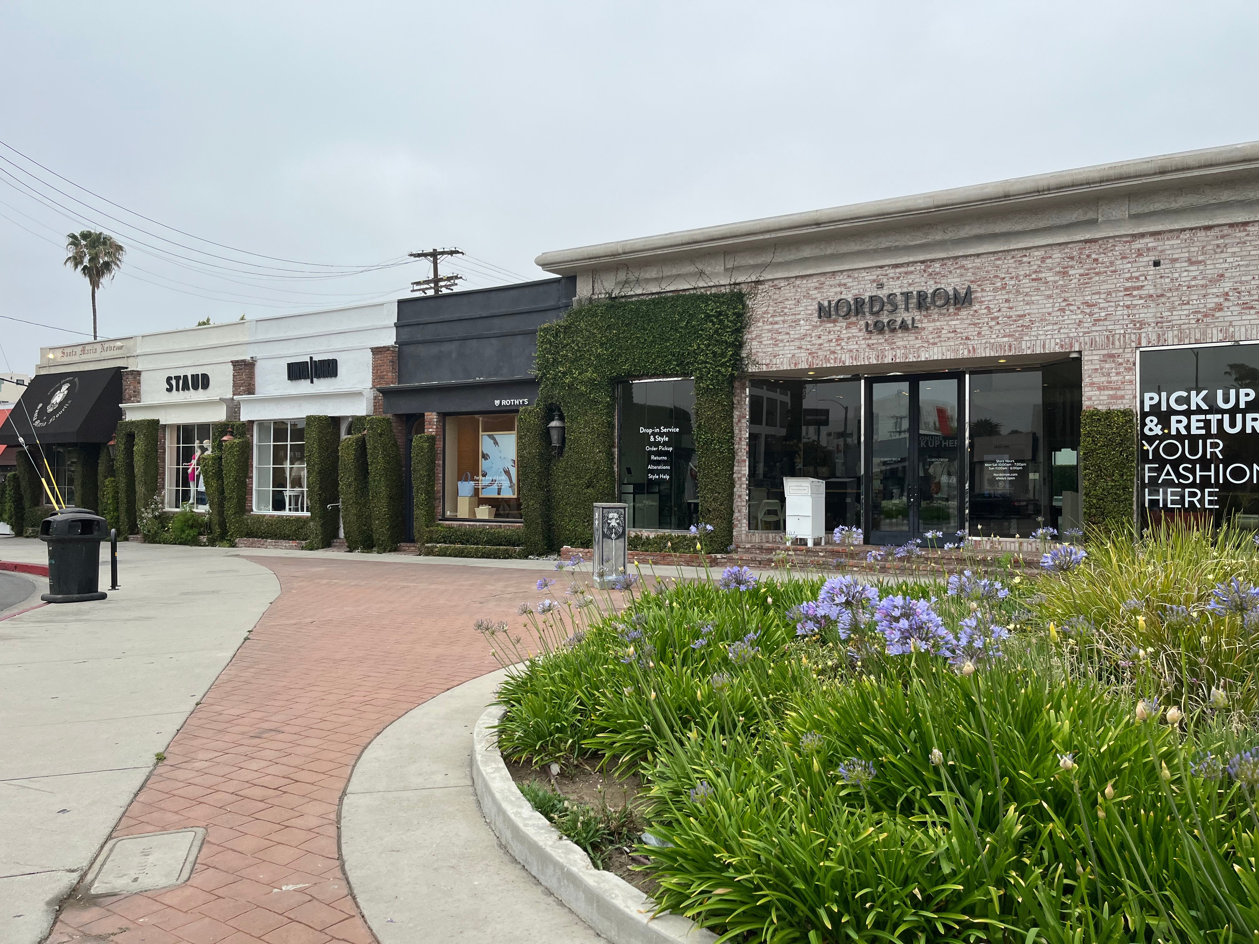 A string of storefronts on Melrose Place in Los Angeles, California.