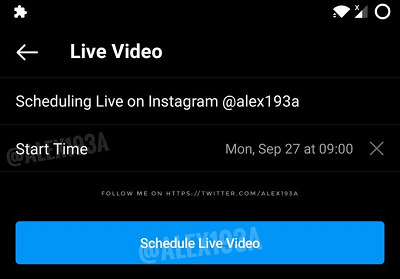 Instagram Live scheduling