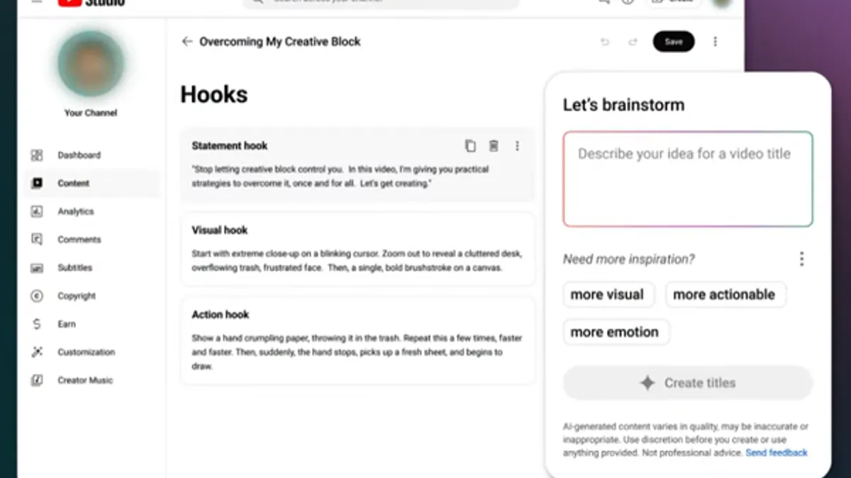 YouTube Inspiration updates