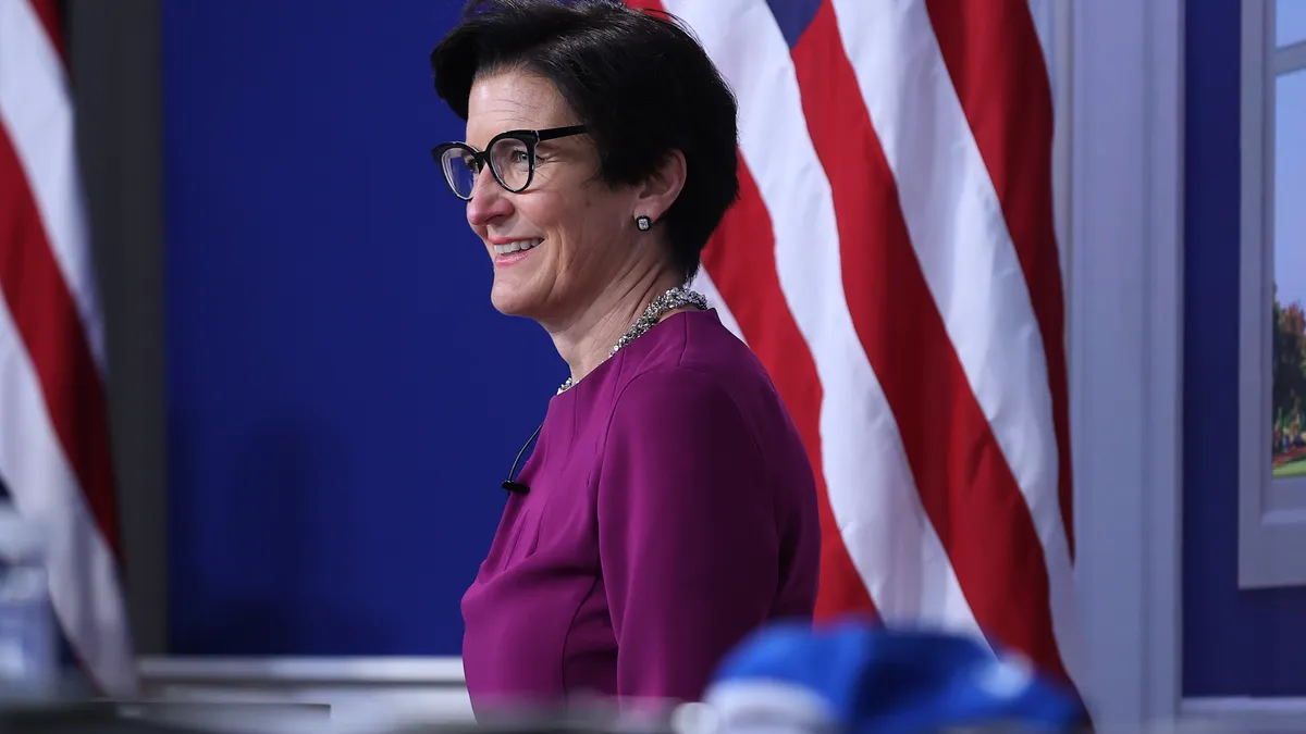 Citi CEO Jane Fraser joins a meeting hosted by U.S. President Joe Biden with corporate chief executives and members of his cabinet to discuss the looming federal debt limit in the South Court Auditorium in the Eisenhower Executive Office Building on October 06, 2021 in Washington, DC.