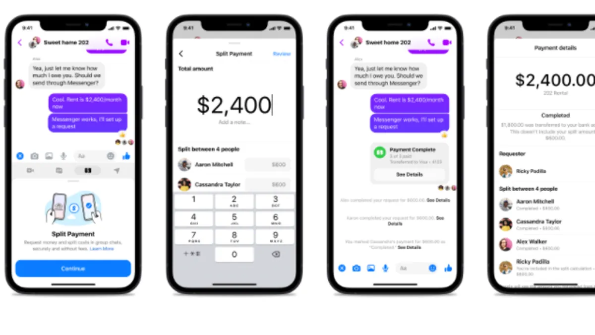 Facebook Messenger tests splitting payments.