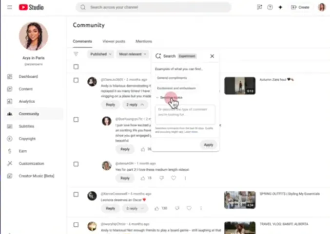 YouTube comment moderation update