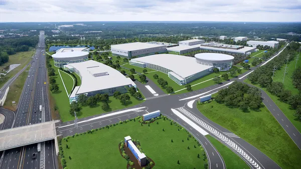 An aerial architectural rendering of Palmetto Research Park in Rockhill, South Carolina.