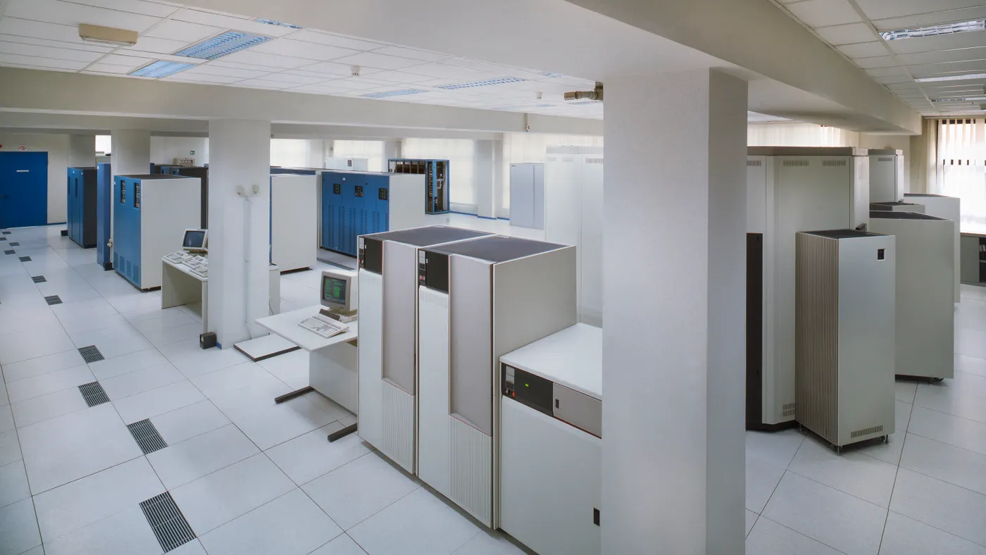 Datacenter computer servers are pictured.