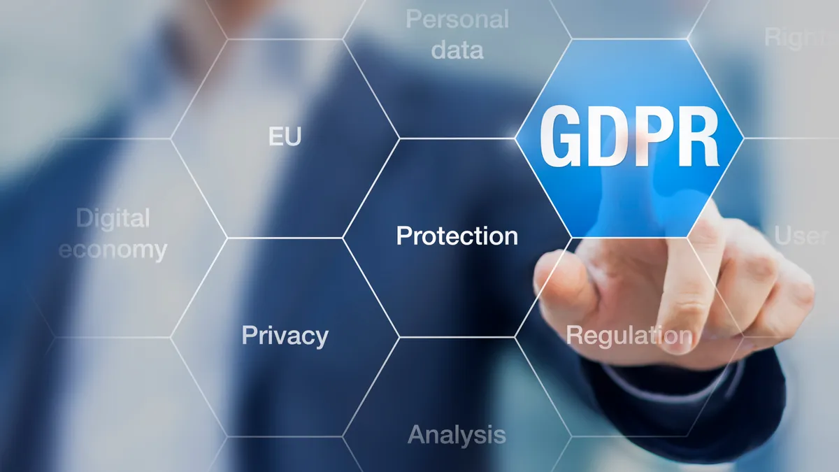 Listing of data privacy terms such as GDPR, personal data and privacy