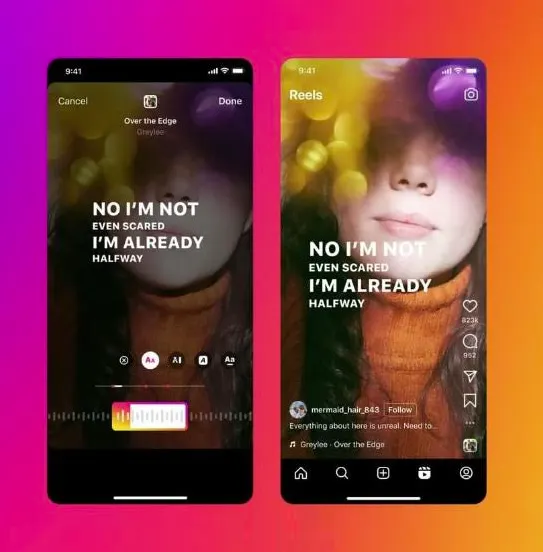 Instagram song lyrics in Reels