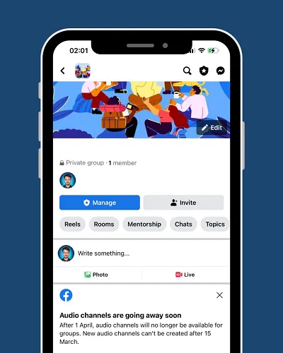 Facebook audio rooms notification