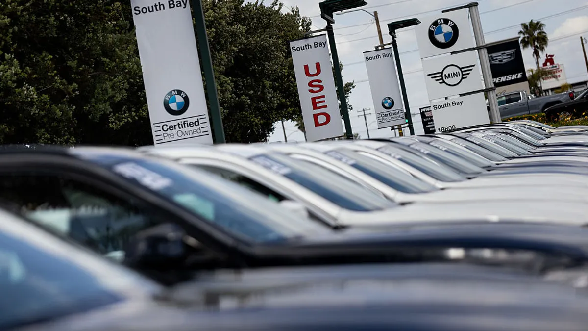 Cars for sale at a Southern California dealership.
