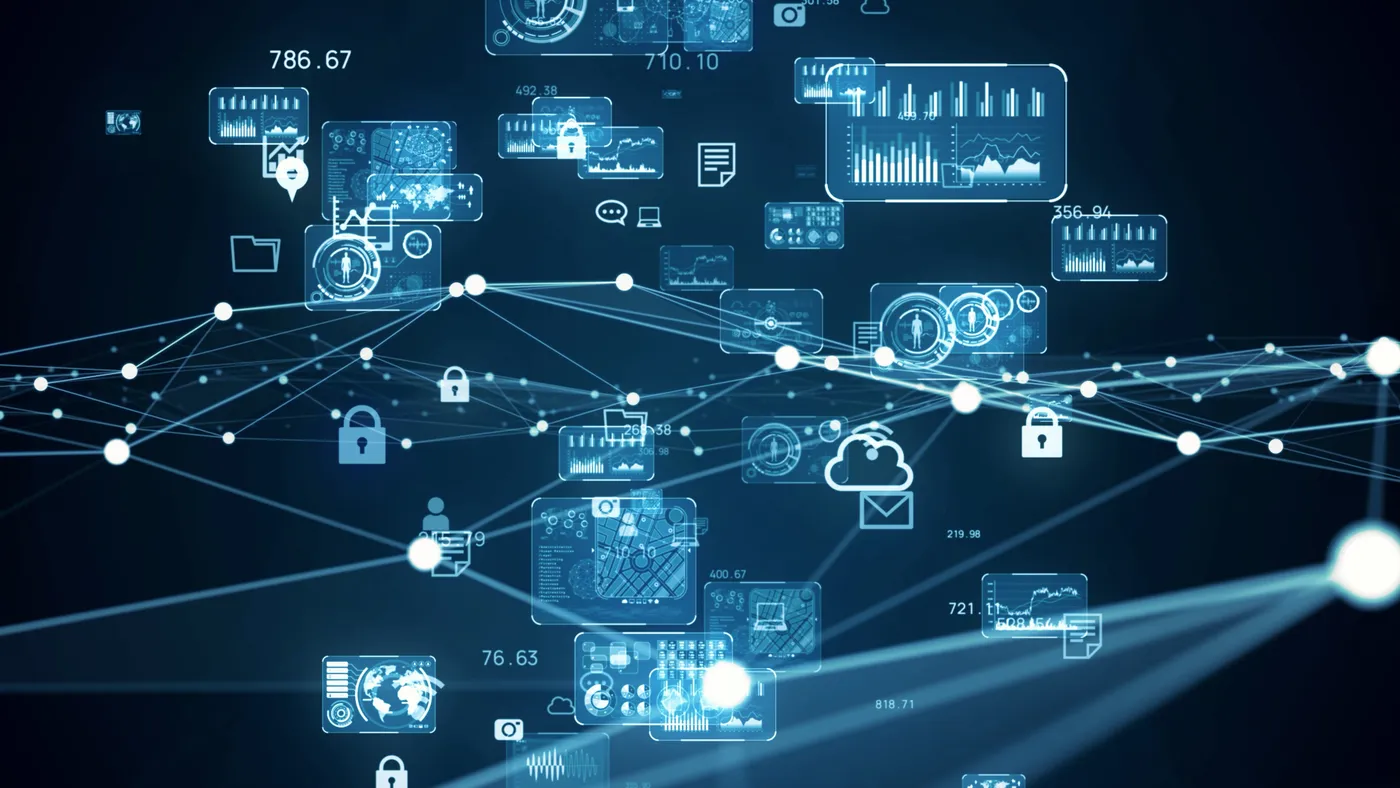 Communication network concept. GUI (Graphical User Interface).