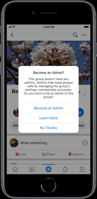 Facebook groups suggested admin